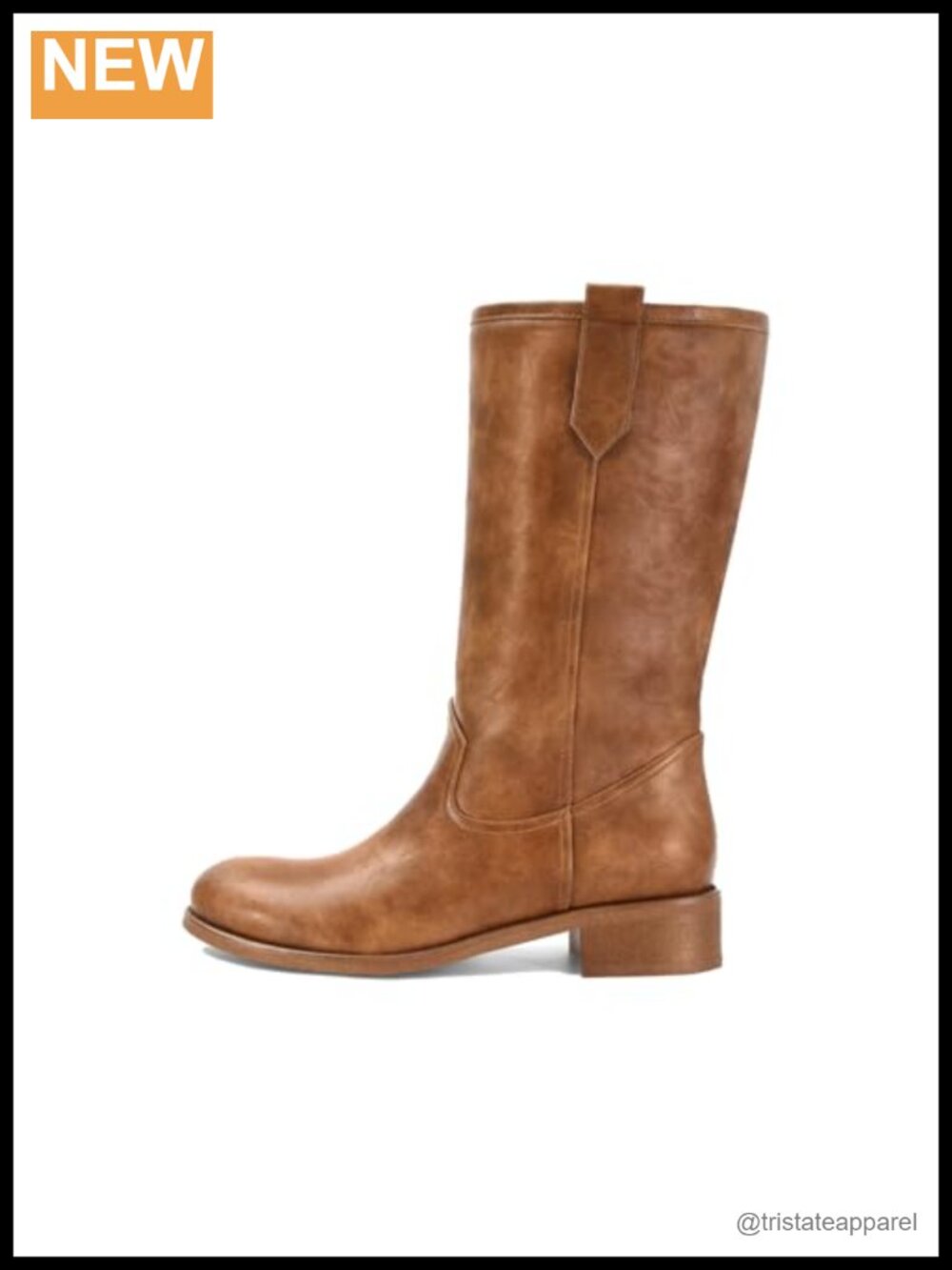 Women's Mid-Calf Boots Chunky Block Heel Pull On Round Toe Low Heel Riding Boots